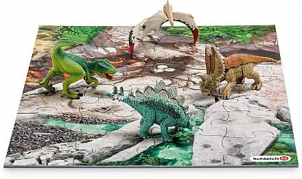 Набор из фигурок мини-динозавров и пазла Лавовые поля 